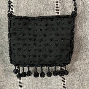 Frankie & Johnnie very small  beaded black crossbody purse 👛